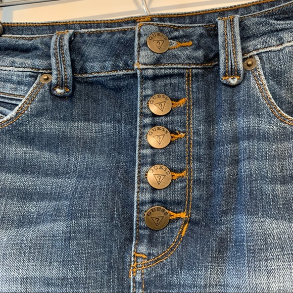 🧢Guess | Denim Button Fly Mini Skirt - Picture 4 of 14